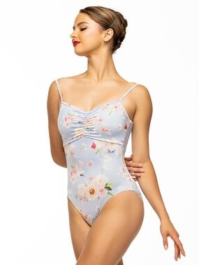 Eleve Floral strap leotard light blue